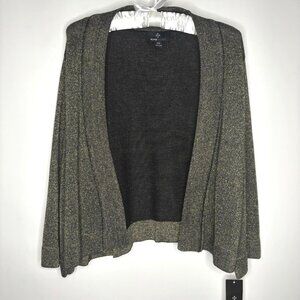 Ronni Nicole Gold/Black Metallic Shimmer Knit Open-Front Cardigan Women 2X NWT